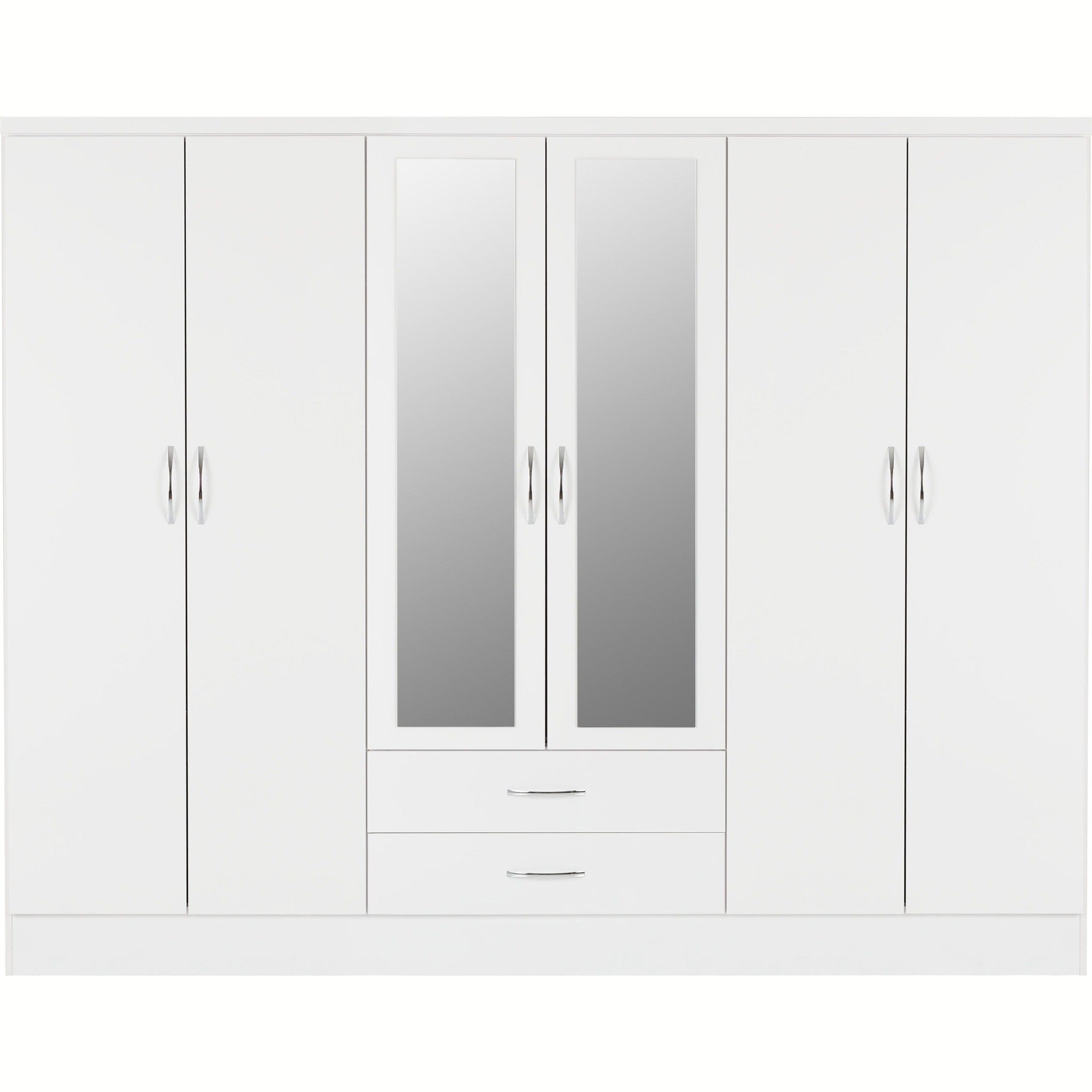 Nevada 6 Door 2 Drawer Wardrobe - White Gloss