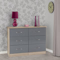 Nevada 6 Drawer Chest - Grey Gloss/Light Oak Effect Veneer