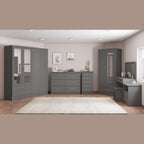 Nevada 4 Door 2 Drawer Wardrobe - 3D Effect Grey