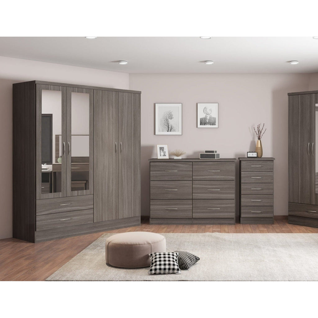 Nevada 3 Door 2 Drawer Wardrobe - Black Wood Grain