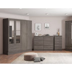 Nevada 3 Door 2 Drawer Wardrobe - Black Wood Grain