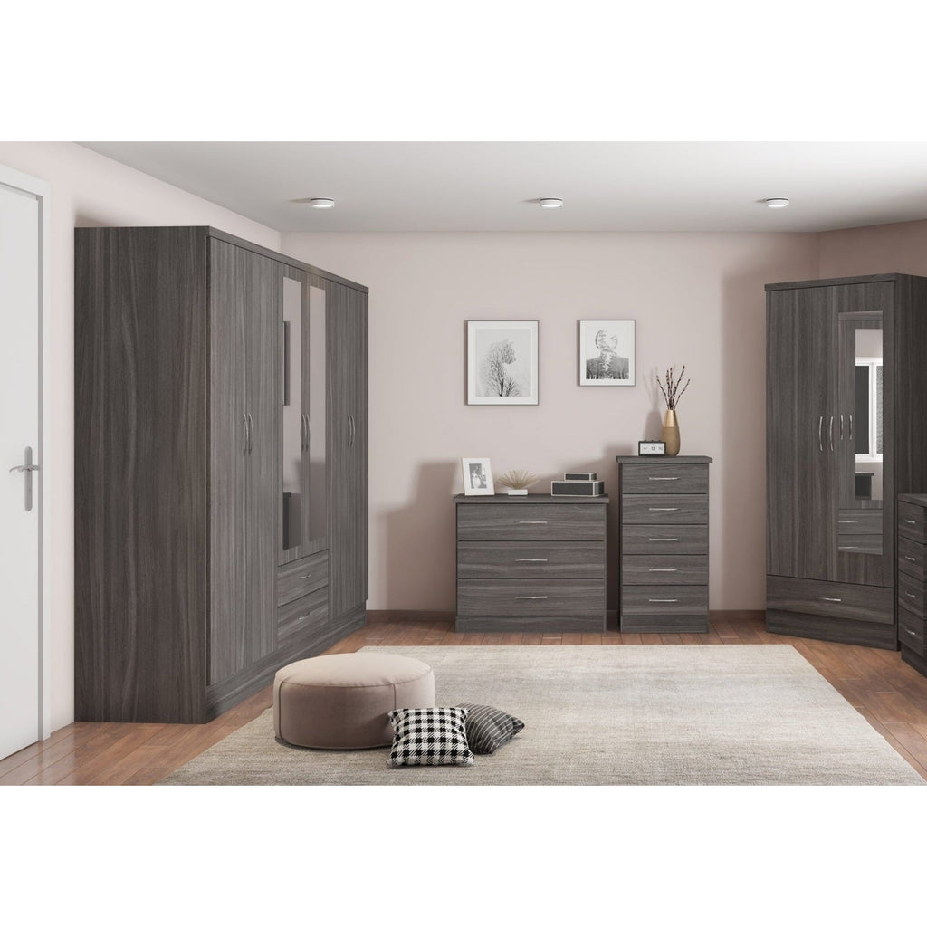 Nevada 6 Door 2 Drawer Wardrobe - Black Wood Grain