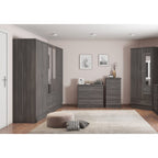 Nevada 6 Door 2 Drawer Wardrobe - Black Wood Grain
