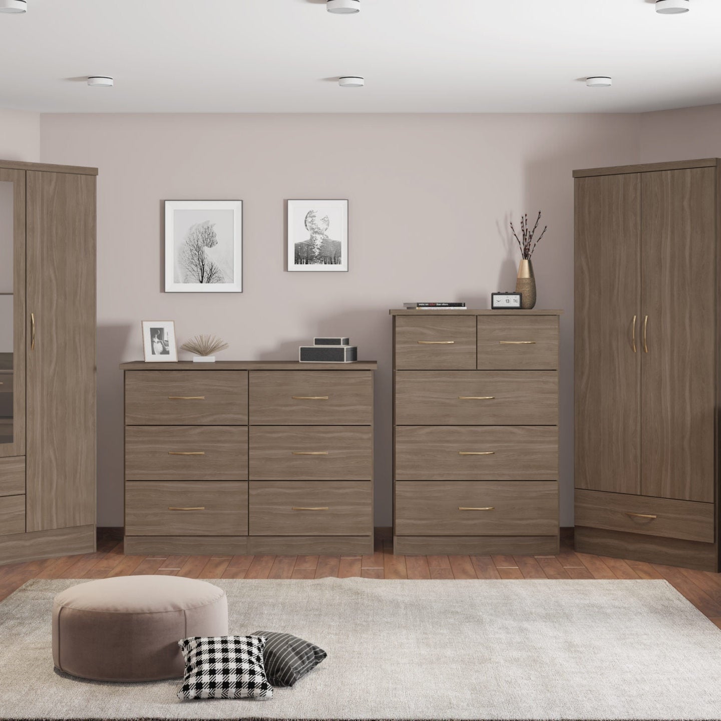 Nevada 3 Drawer Bedside - Rustic Oak Effect