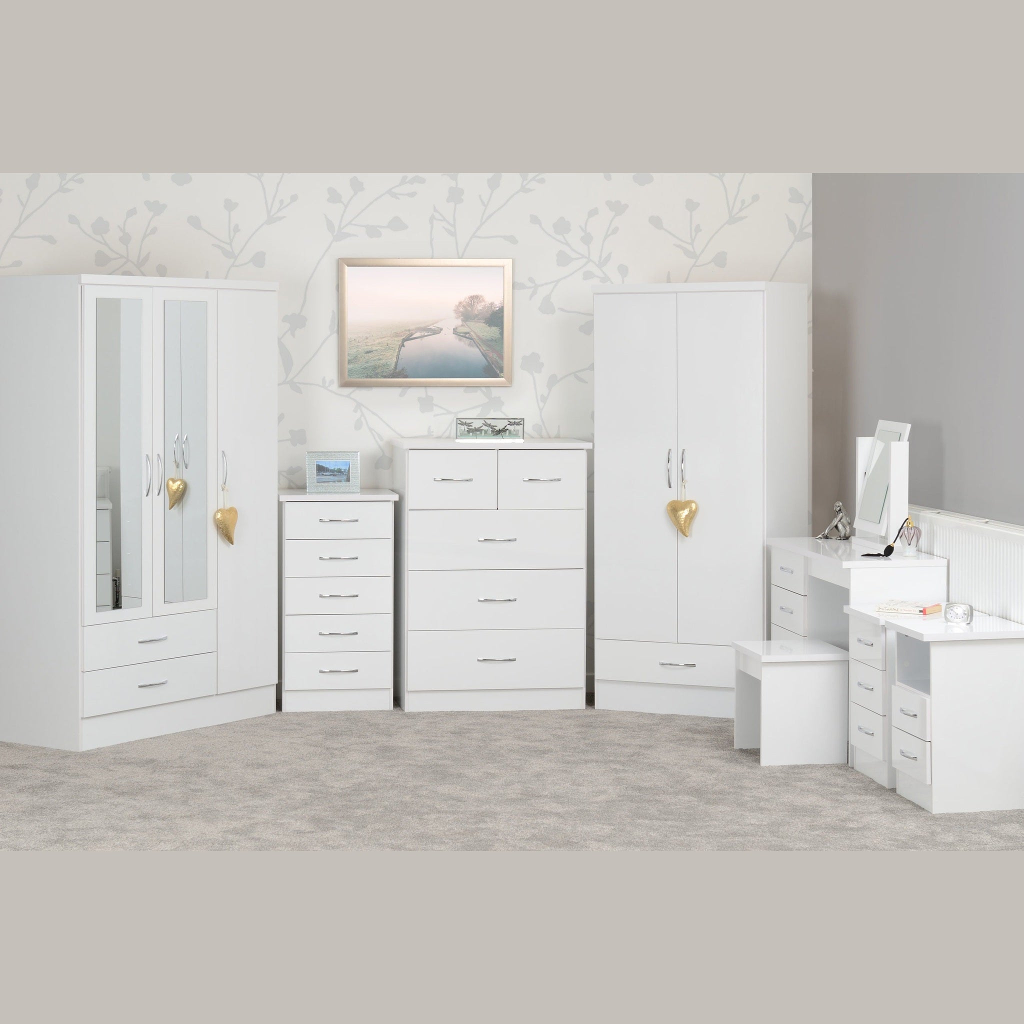 Nevada Dressing Table Set - White Gloss