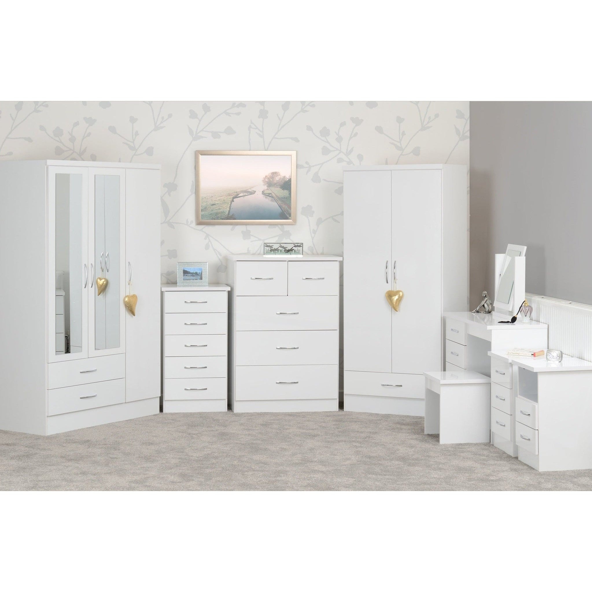 Nevada 3+2 Drawer Chest - White Gloss