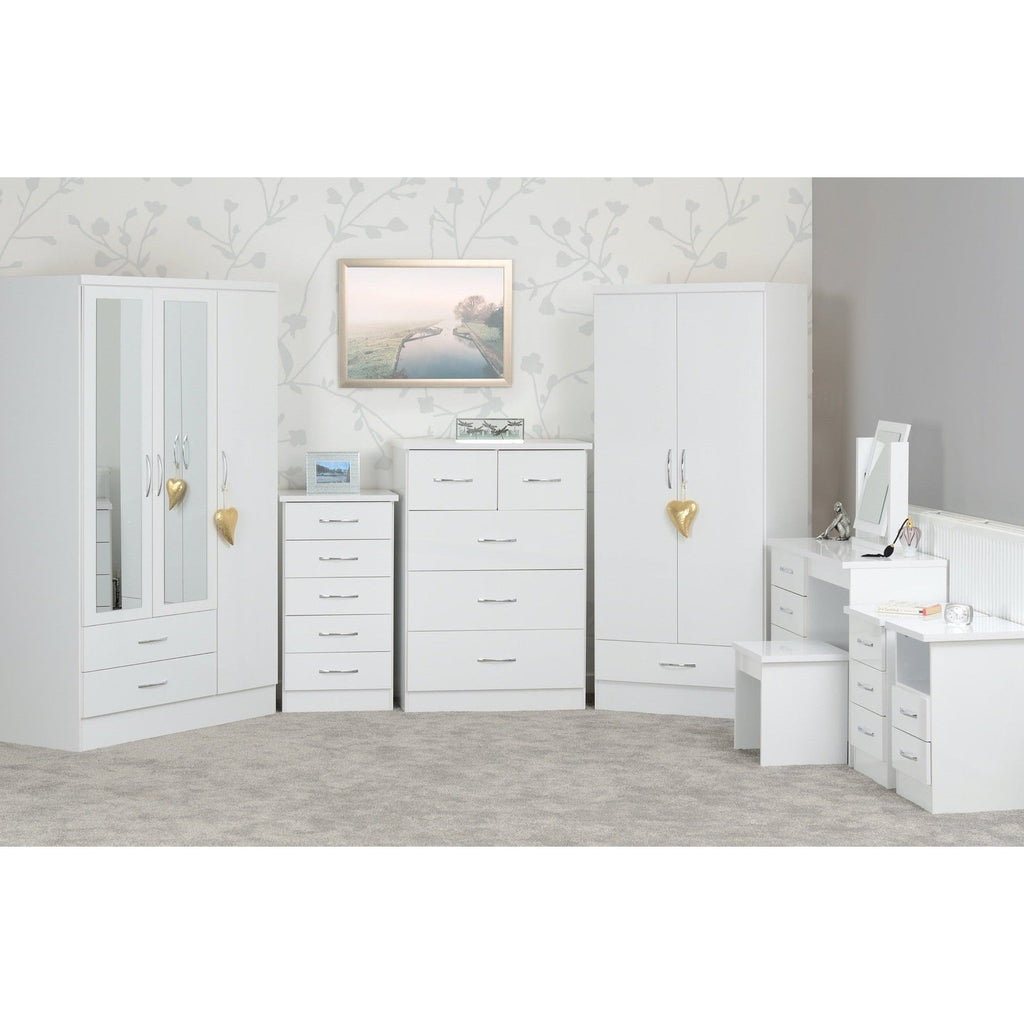 Nevada 4 Door 2 Drawer Wardrobe - White Gloss