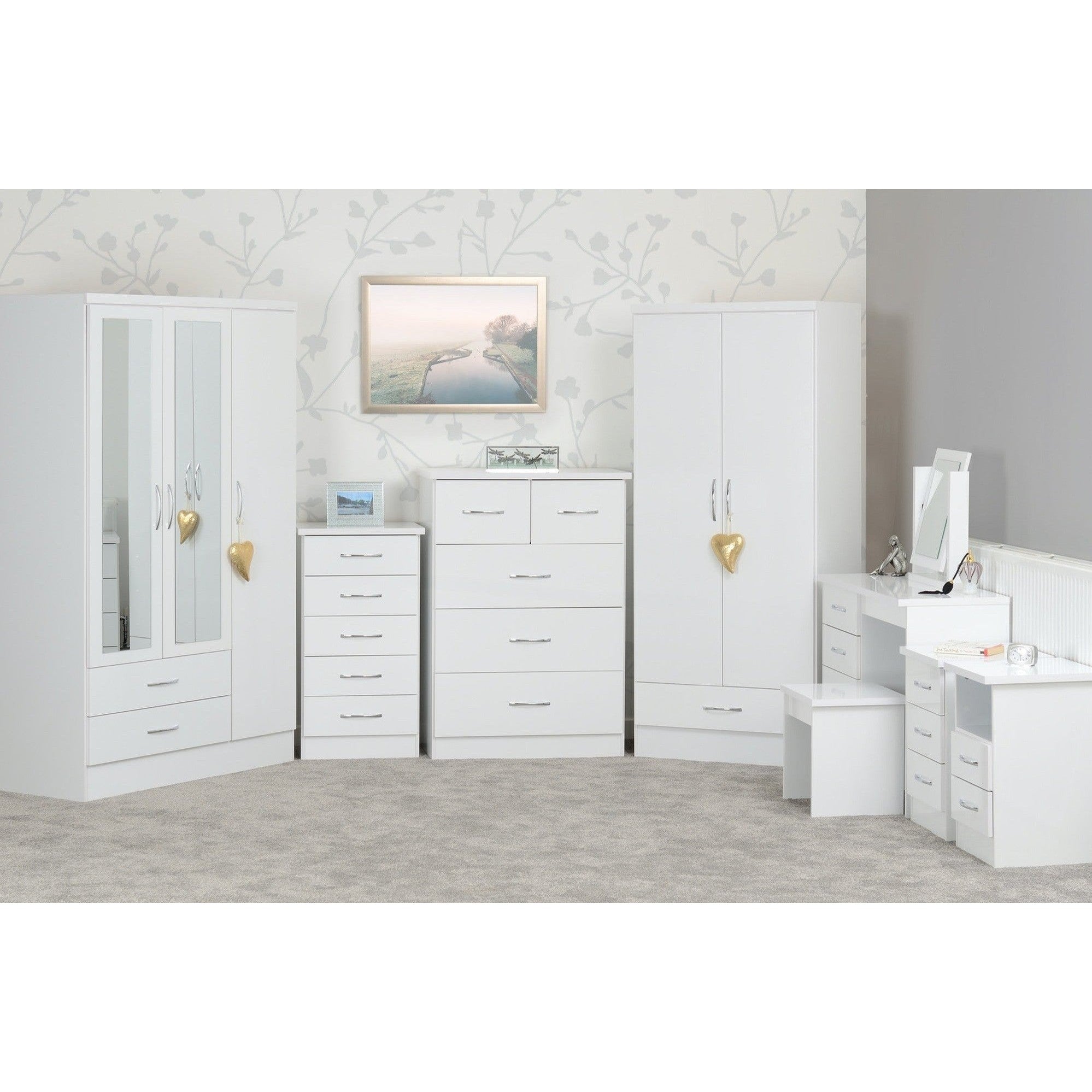 Nevada 4 Door 2 Drawer Wardrobe - White Gloss