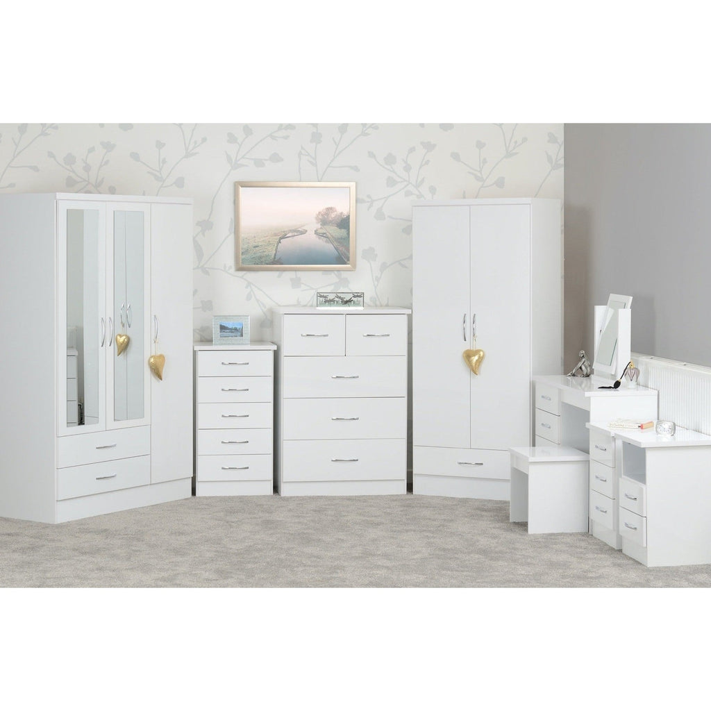 Nevada 3 Drawer Bedside - White Gloss