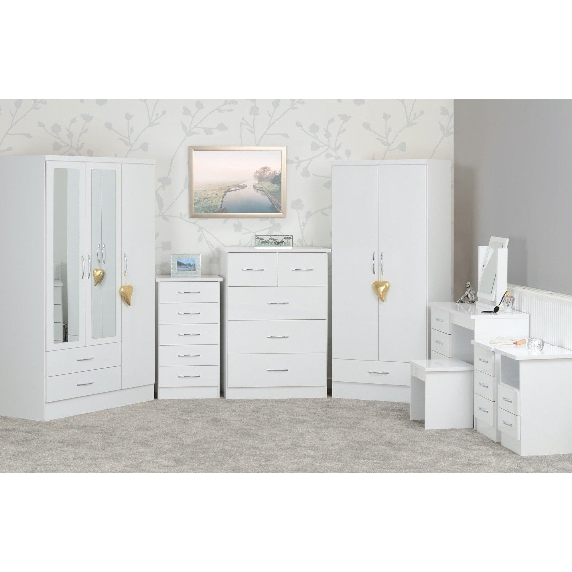 Nevada 3 Drawer Bedside - White Gloss