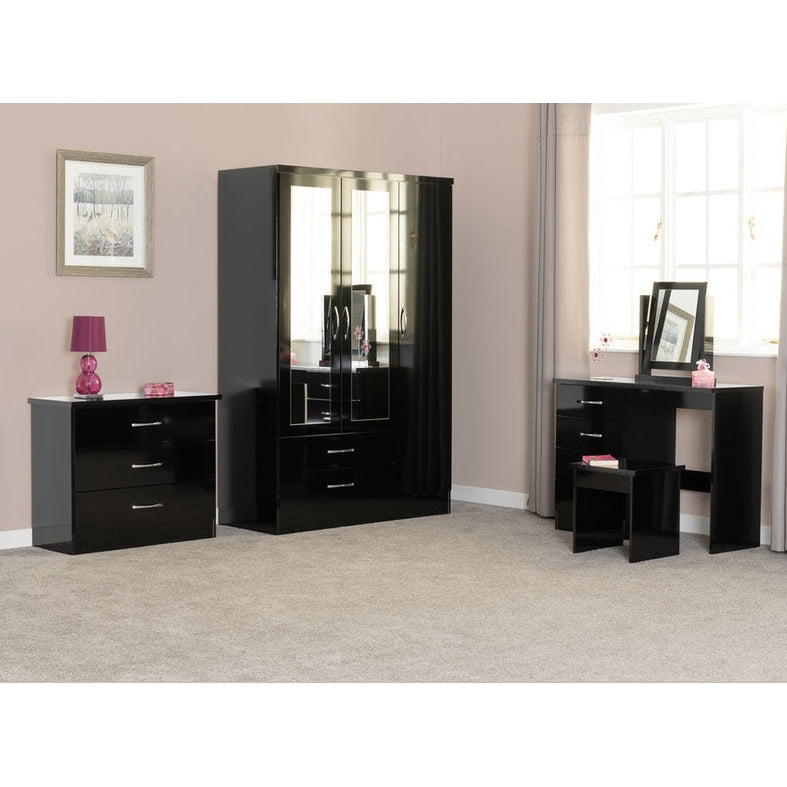 Nevada 5 Drawer Narrow Chest - Black Gloss