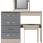 Nevada Dressing Table Set - Grey Gloss/Light Oak Effect Veneer