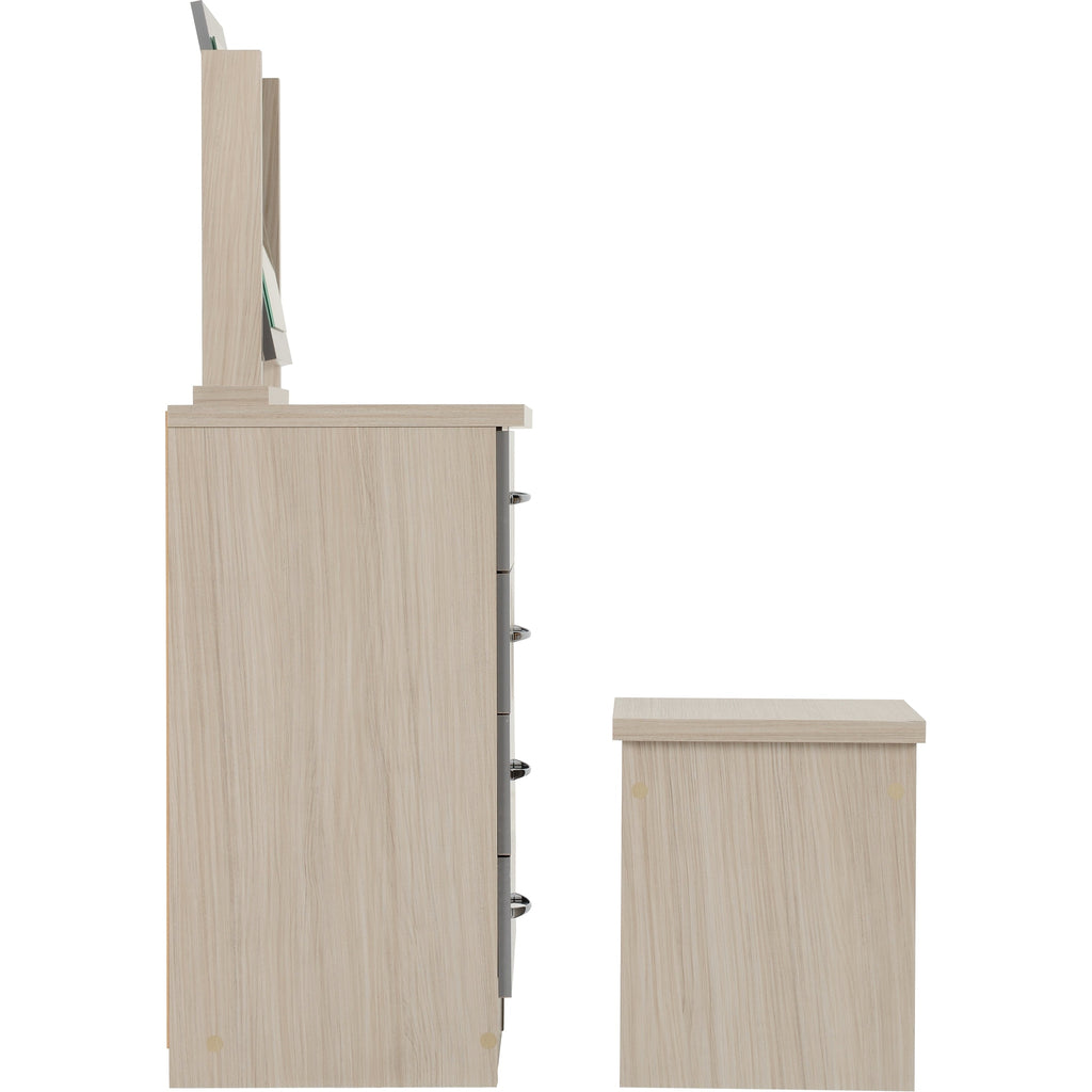 Nevada Dressing Table Set - Grey Gloss/Light Oak Effect Veneer