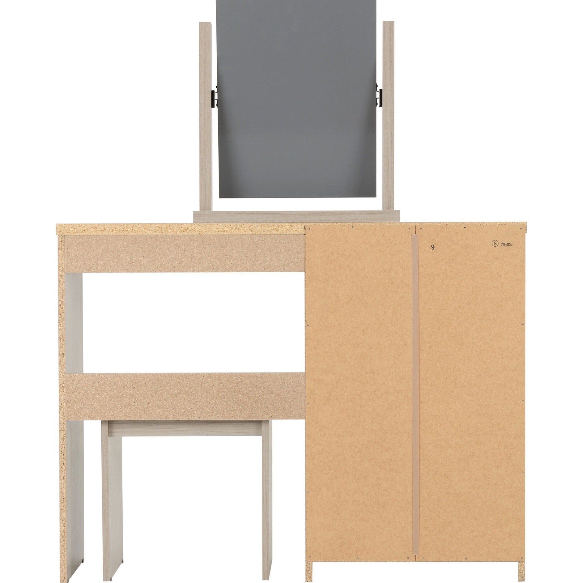 Nevada Dressing Table Set - Grey Gloss/Light Oak Effect Veneer