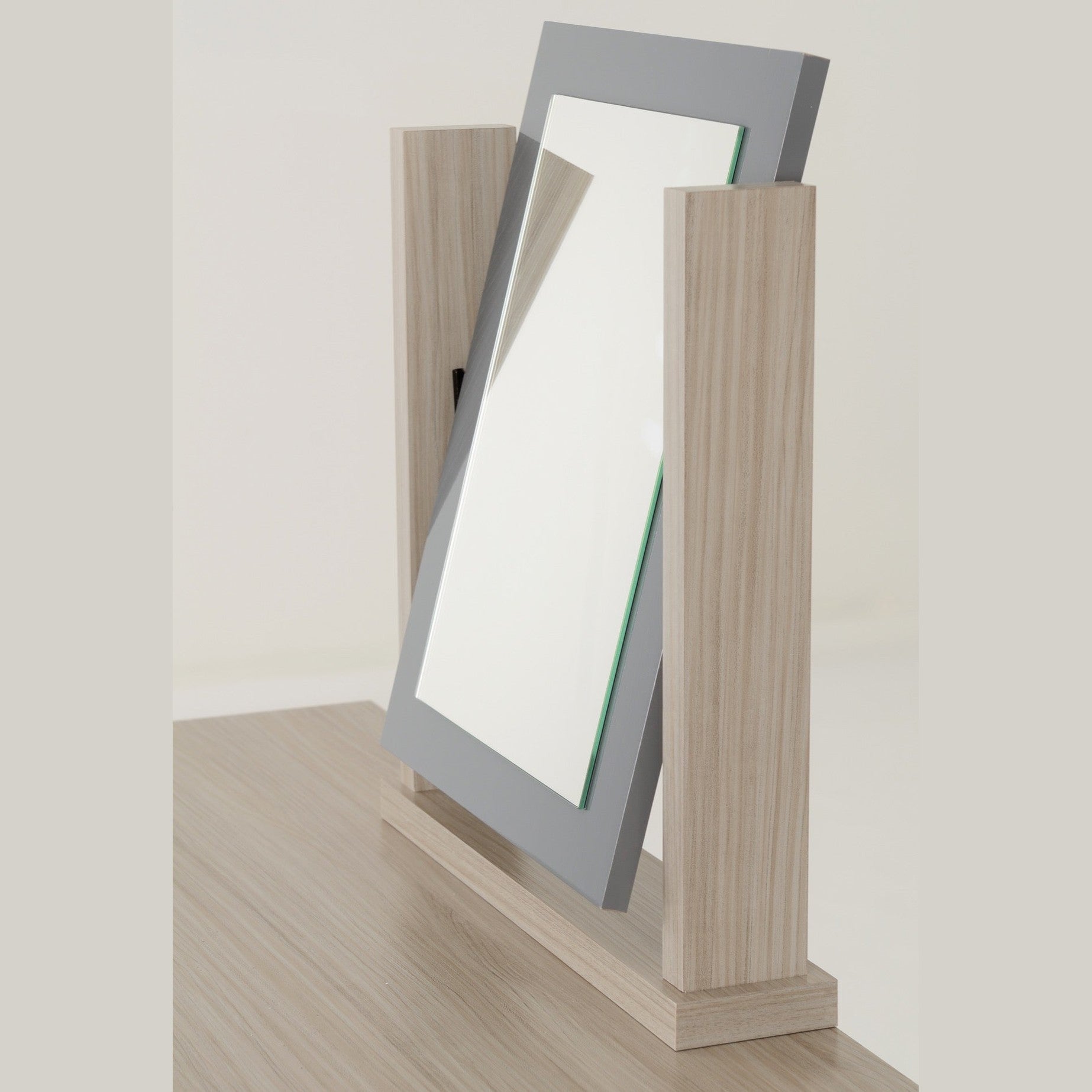 Nevada Dressing Table Set - Grey Gloss/Light Oak Effect Veneer