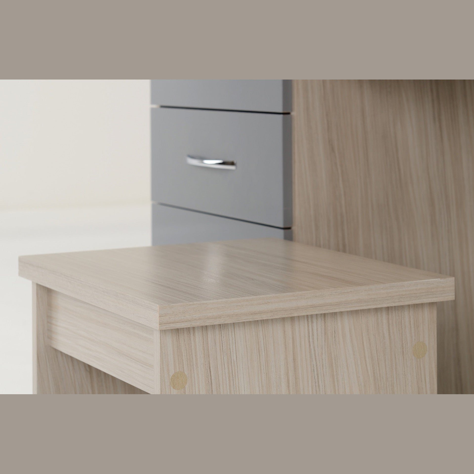Nevada Dressing Table Set - Grey Gloss/Light Oak Effect Veneer