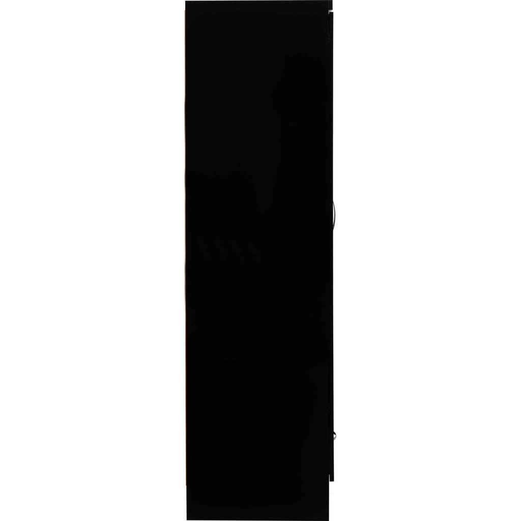 Nevada Mirrored 2 Door Wardrobe - Black Gloss