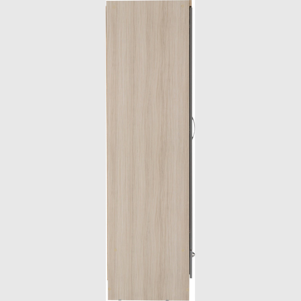 Nevada Mirrored 2 Door Wardrobe - Grey Gloss/Light Oak Effect Veneer