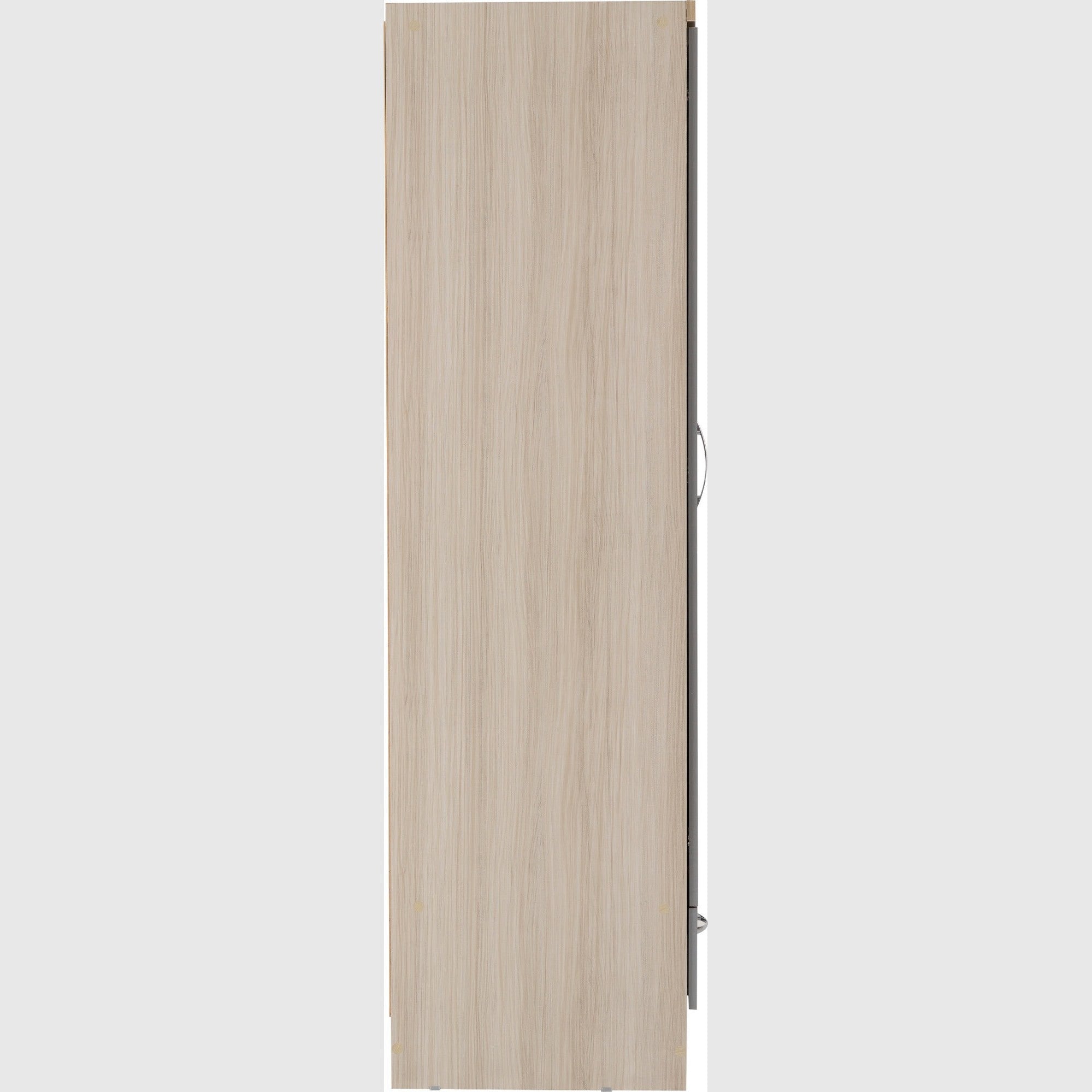Nevada Mirrored 2 Door Wardrobe - Grey Gloss/Light Oak Effect Veneer