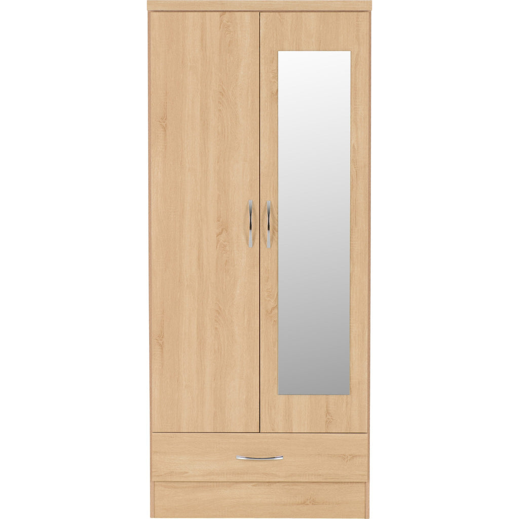 Nevada Mirrored 2 Door Wardrobe - Sonoma Oak Effect