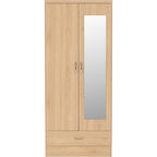 Nevada Mirrored 2 Door Wardrobe - Sonoma Oak Effect