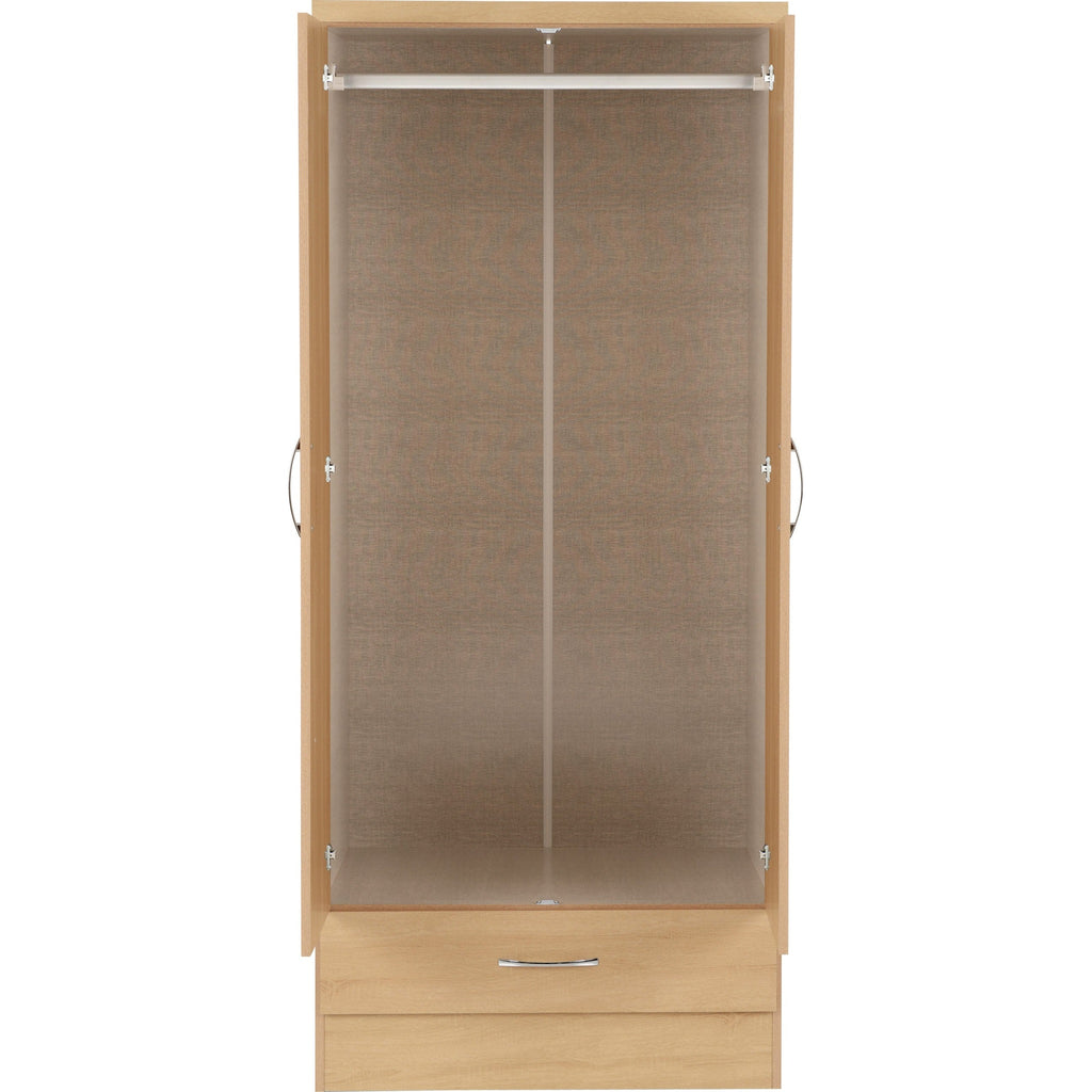Nevada Mirrored 2 Door Wardrobe - Sonoma Oak Effect