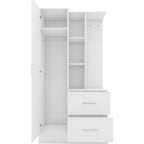 Nevada Mirrored Open Shelf Wardrobe - White Gloss