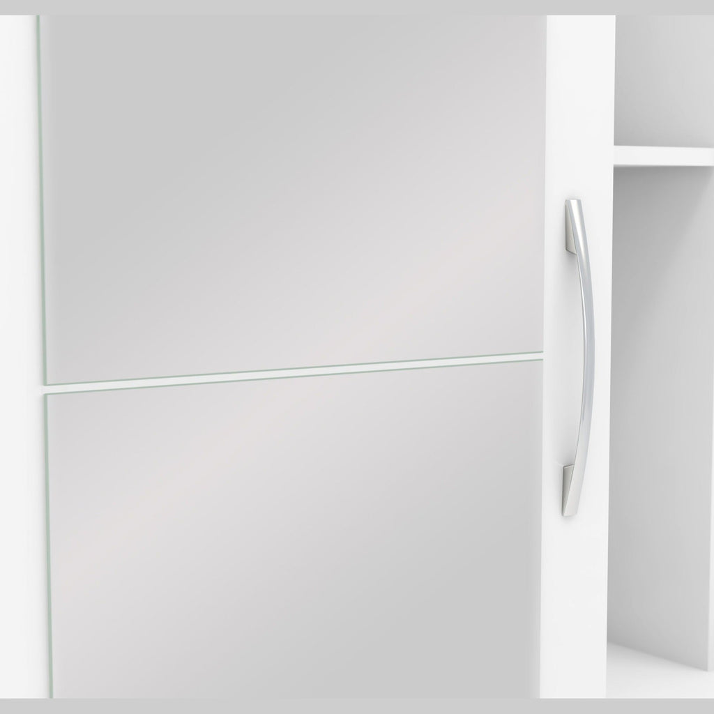 Nevada Mirrored Open Shelf Wardrobe - White Gloss