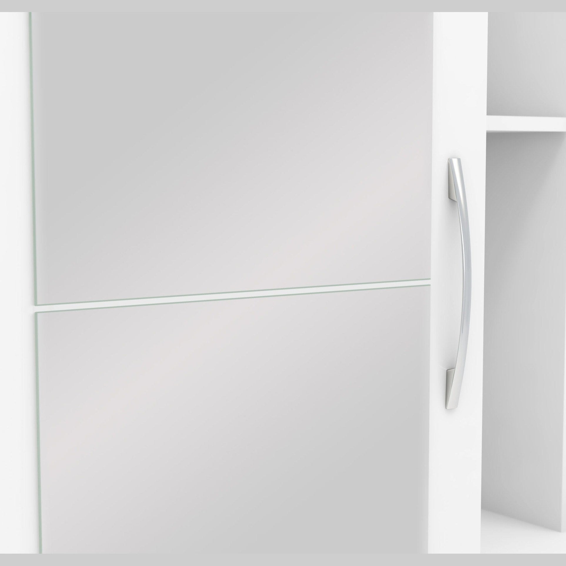 Nevada Mirrored Open Shelf Wardrobe - White Gloss