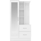 Nevada Mirrored Open Shelf Wardrobe - White Gloss
