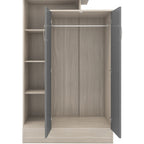 Nevada Petite Open Shelf Wardrobe - Grey Gloss/Light Oak Effect Veneer