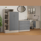 Nevada Petite Open Shelf Wardrobe - Grey Gloss/Light Oak Effect Veneer