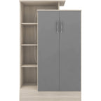 Nevada Petite Open Shelf Wardrobe - Grey Gloss/Light Oak Effect Veneer