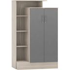 Nevada Petite Open Shelf Wardrobe - Grey Gloss/Light Oak Effect Veneer