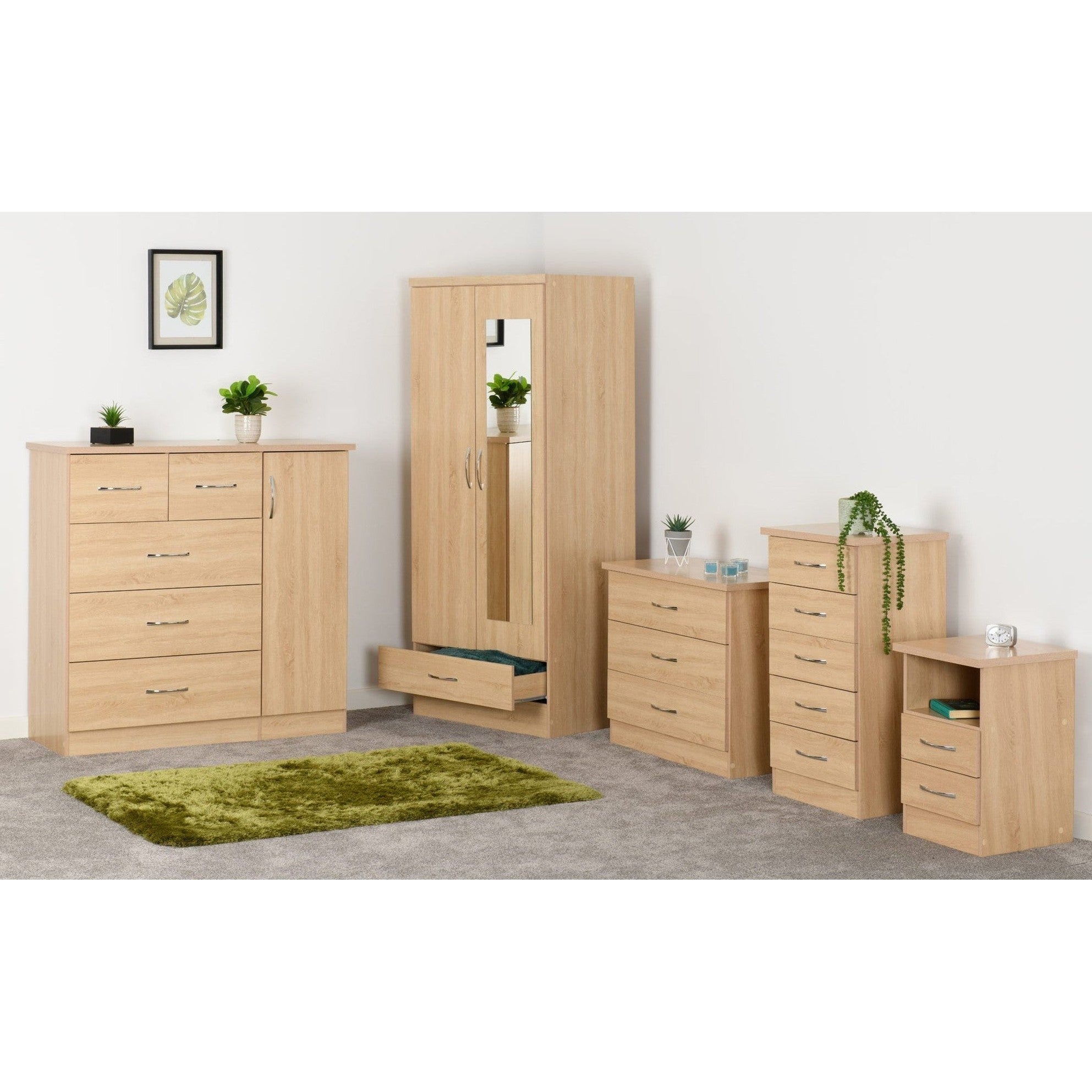 Nevada 2 Drawer Bedside - Sonoma Oak Effect