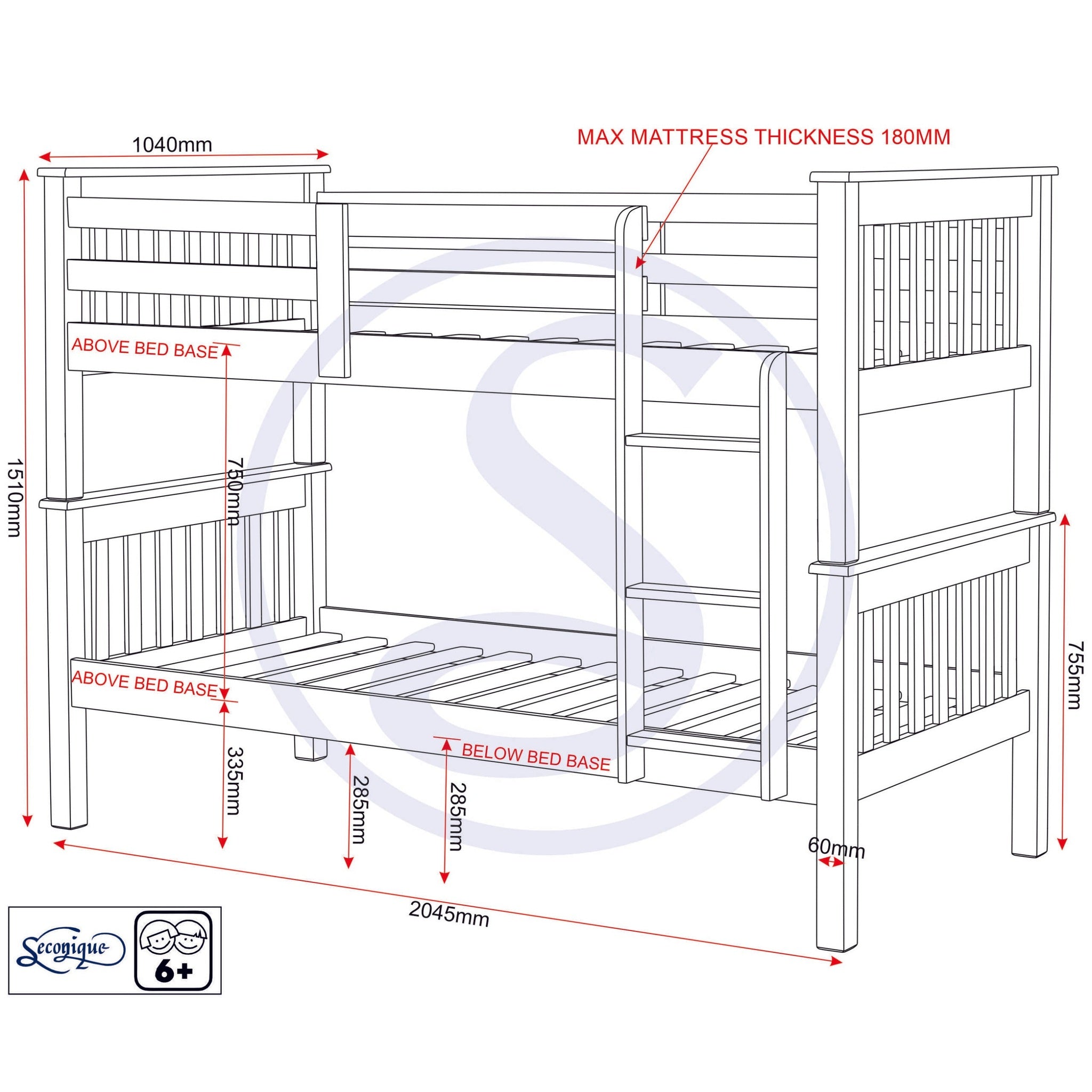 Neptune 3' Bunk Bed - Dark Grey/Oak Effect