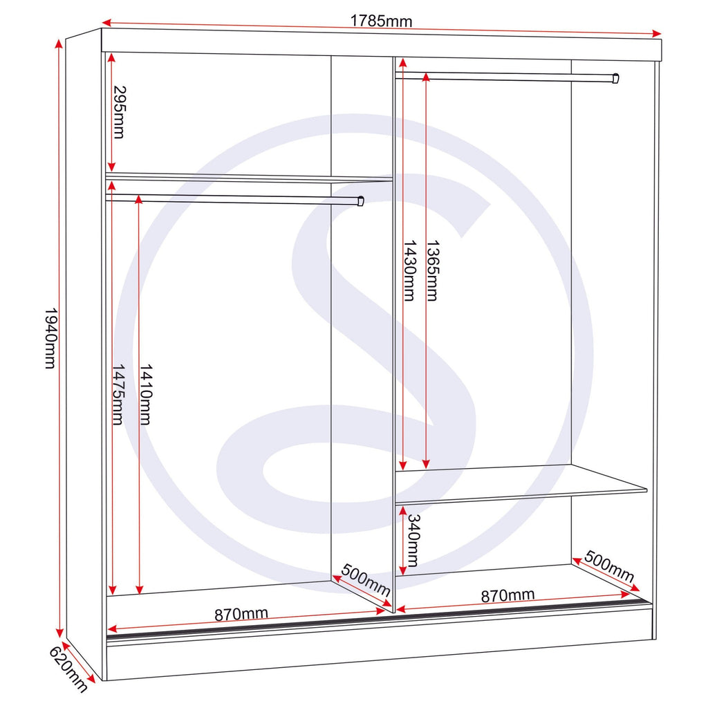 Nevada 2 Door Slider Wardrobe - Grey Gloss