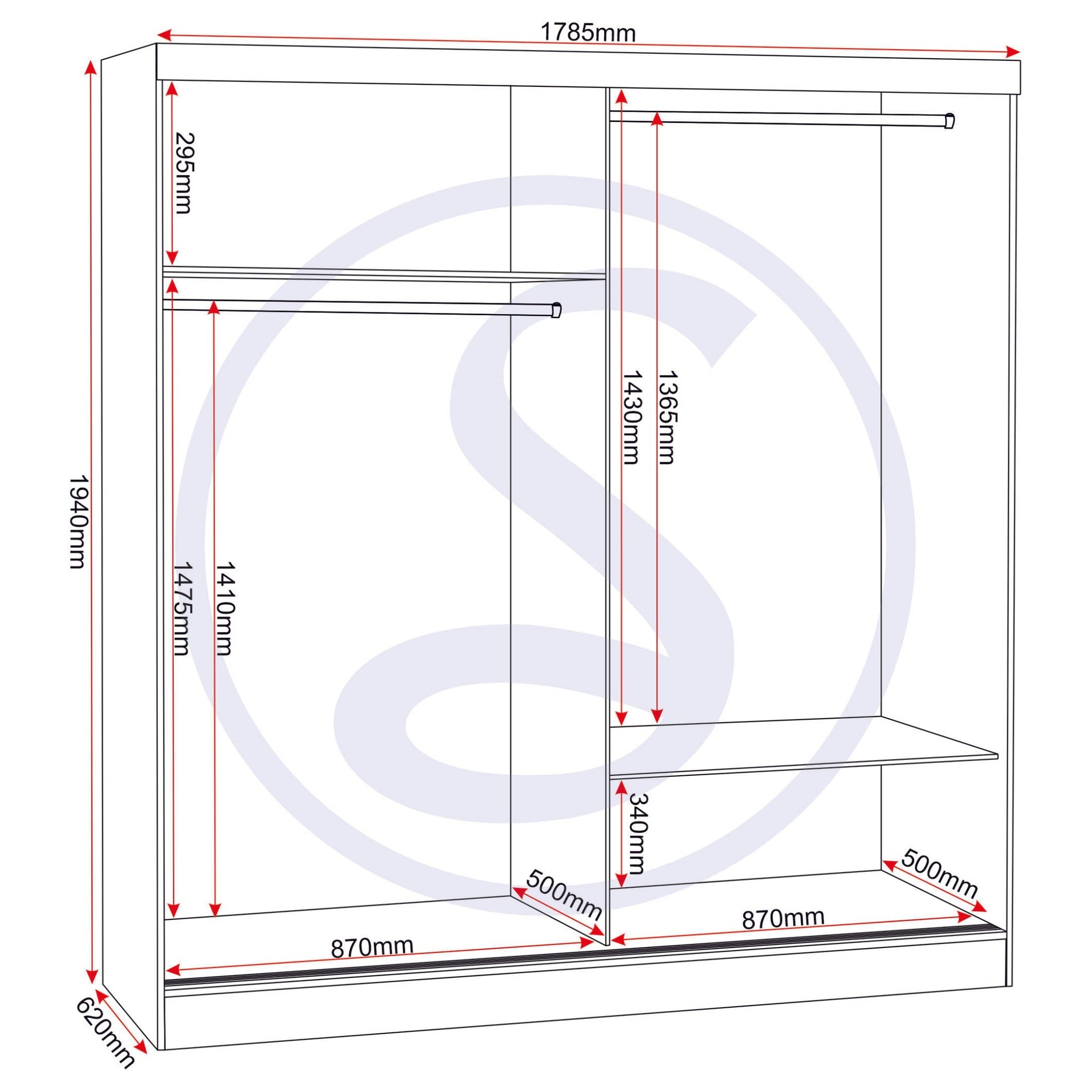 Nevada 2 Door Slider Wardrobe - Grey Gloss
