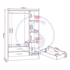 Nevada 3 Door 2 Drawer Wardrobe - Black Gloss