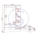 Nevada 3 Door 2 Drawer Wardrobe - White Gloss