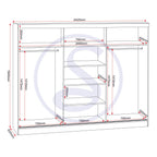 Nevada 3 Door Slider Wardrobe - White Gloss