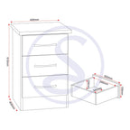 Nevada 3 Drawer Bedside - White Gloss