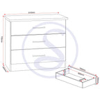 Nevada 3 Drawer Chest - 3D Effect Grey