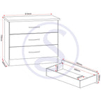 Nevada 3 Drawer Chest - Black Gloss