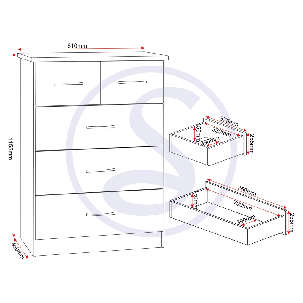 Nevada 4 Door 2 Drawer Wardrobe Bedroom Set - Sonoma Oak Effect