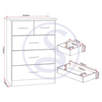 Nevada 4 Door 2 Drawer Wardrobe Bedroom Set - Sonoma Oak Effect