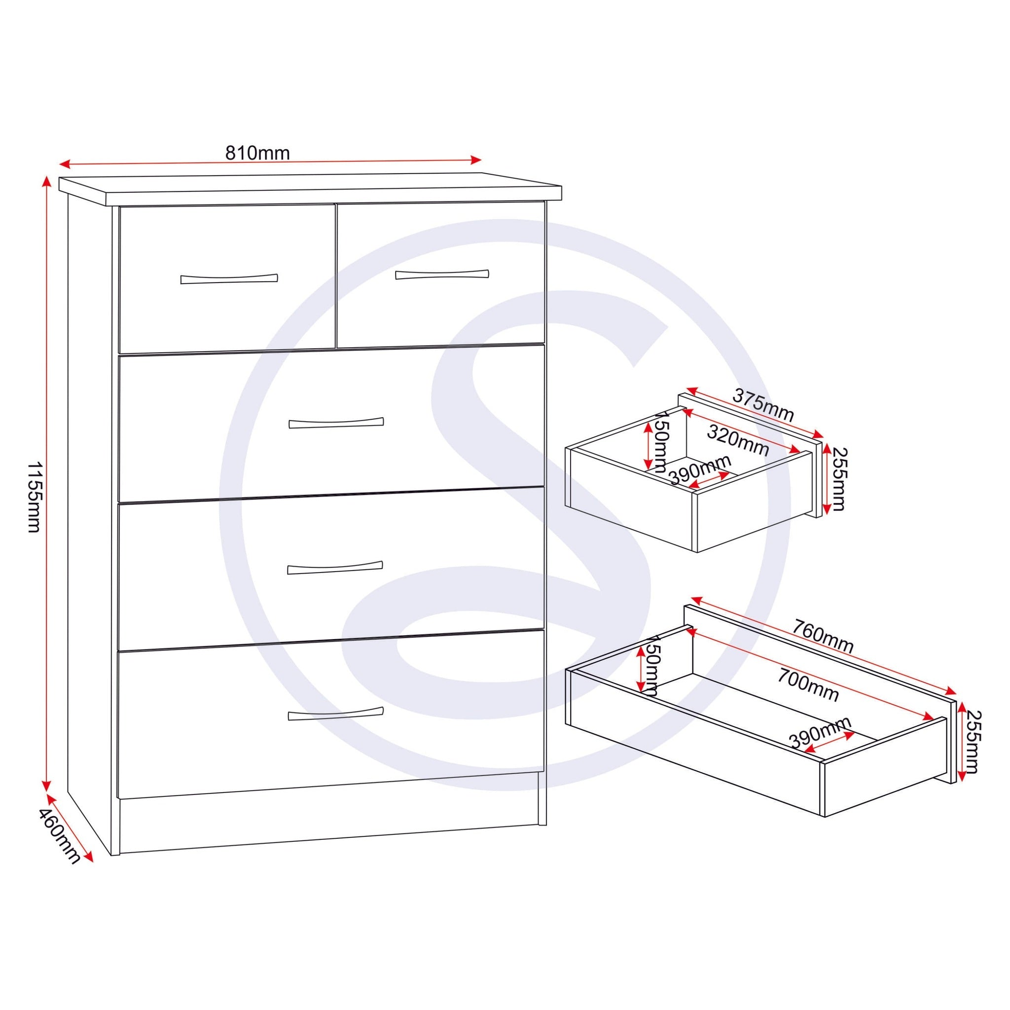 Nevada 4 Door 2 Drawer Wardrobe Bedroom Set - Sonoma Oak Effect
