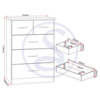 Nevada 3 Door 2 Drawer Wardrobe Bedroom Set - White Gloss