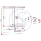 Nevada 4 Door 2 Drawer Wardrobe - White Gloss