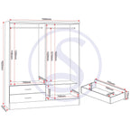 Nevada 4 Door 2 Drawer Wardrobe - Sonoma Oak Effect